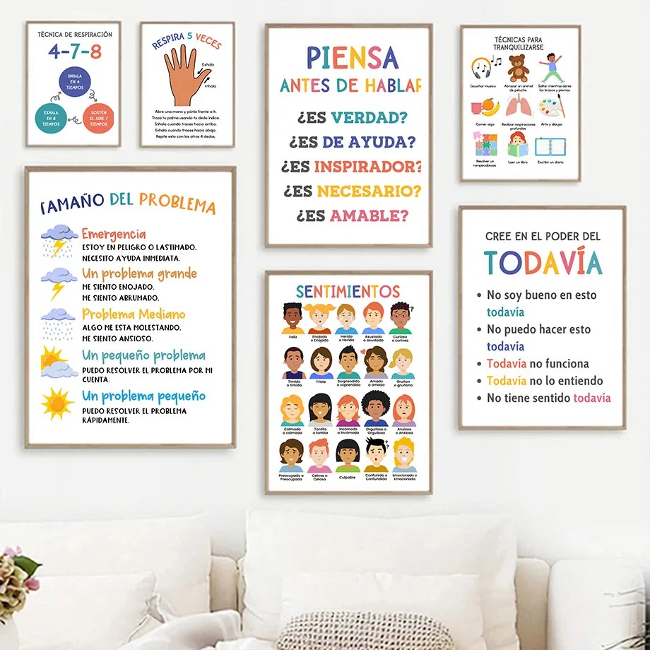 Kids Yoga Education - โปสเตอร์ภาพพิมพ์ศิลปะติดผนังสไตล์นอร์ดิกสำหรับตกแต่งห้องเด็ก ภาพวาดบนผ้าใบ ภาพเด็ก ศิลปะการศึกษา อารมณ์ โยคะ